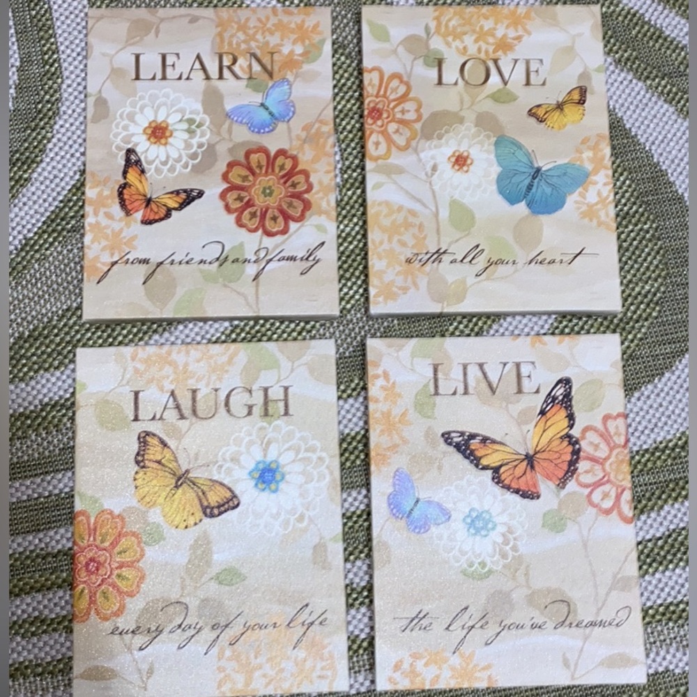 Inspirational Live, Laugh, Love, Learn Butterfly Garden Art Canvases